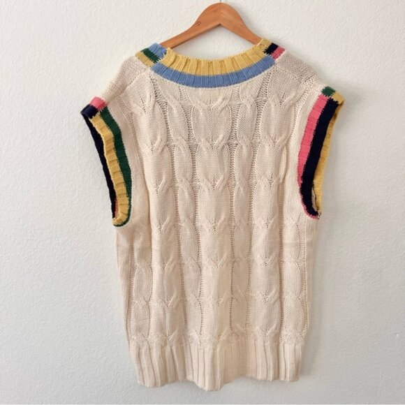 Easel Boutique Colorful V-Neck Cable Knit Sweater Vest Sz L NWT - Picture 4 of 4